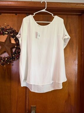 Maurices White Layered Short-Sleeve Blouse